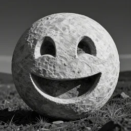 b & w photograph of a fossilized emoji!!!