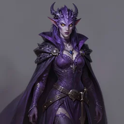 ferocious purple female dragonborn, wearing a cape, wizard robe, sinister and stylish, pretty, beautiful, ( yellow eyes!!! ), dnd character art portrait, matte fantasy painting, deviantart artstation, by jason felix, by steve argyle, by tyler jacobson, by peter mohrbacher, cinema