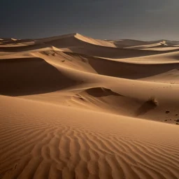 a photorealistic hyperrealistic render of a dune desert scene by greg rutkowski, wlop, artgerm, dramatic lighting, strong shadows, volumetric, cinematic atmosphere, octane render, artstation, 8 k