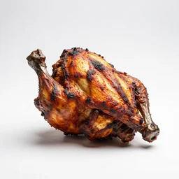 wrought iron tandoori chicken, commercial catalog photo, isolated on a pure white background, centered, entire object in frame, sharp focus, soft studio lighting