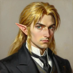 detailed painting of ganondorf from legend of zelda, as an elegant gentleman, highy detailed face, high quality suit, style of jc leyendecker, intricate, soft lighting, beautiful art h 6 4 0
