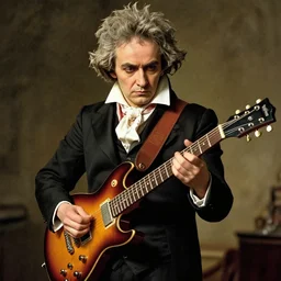 beethoven playing an electic guitar