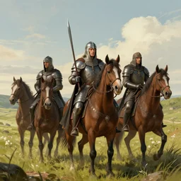 illustration of The riders of Rohan in the style of J.R.R Tolkien 4K detail