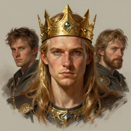 Case Keenum wearing a golden crown, dungeons and dragons portrait, highly detailed, digital painting, artstation, concept art, sharp focus, illustration, art by artgerm and greg rutkowski and alphonse mucha