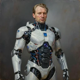 boris yeltsin in full power in cybernetic suit by chris warner, oil on canvas, deep depth field, masterpiece, by donato giancola, trending on artstation, featured on pixiv, cinematic composition, hyper - detailed, hd, hdr, 4 k, 8 k