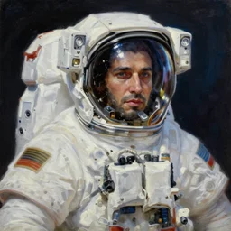 alone astronaut, science fiction, concept art oil painting by Jama Jurabaev, extremely detailed, brush hard, artstation