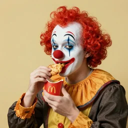 clown eating mcdonald by rembrant