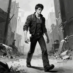 🦝 walking dead game telltale, gigachad black and white trending on artstation, painted by greg rutkowski