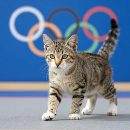 a kitten training really hard to win the ancient greek olympics