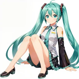 Anime art of beautiful Hatsune miku with beautiful legs by artgerm, rossdraws, magali villeneuve, Gil Elvgren, Alberto Vargas, Earl Moran, Art Frahm, Enoch Bolles, symmetrical shoulders, Hatsune miku face
