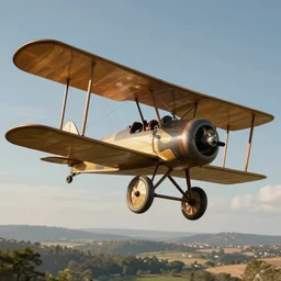 cat flying a biplane, steampunk storybook art