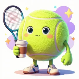 portrait of a tennis ball monster holding a coffee, colorful, digital art, fantasy, magic, chalk, trending on artstation, ultra detailed, professional illustration by basil gogos