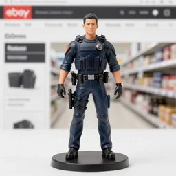 Image on the store website, eBay, 80mm Resin figure model of a cop with pistol.