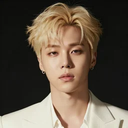 a handsome blond prince with the hairstyle of jimin