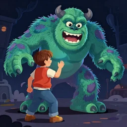Jack Burton in stranger things shooting a monster, illustrated.