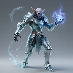 a portrait of a evil goblin in glass armor releasing spell, full height, moving forward, concept art, trending on artstation, highly detailed, intricate, sharp focus, digital art, 8 k