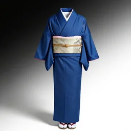 sapphire blue kimono, professional product shot, isolated on a pure white background, centered, entire object in frame, sharp focus, soft studio lighting