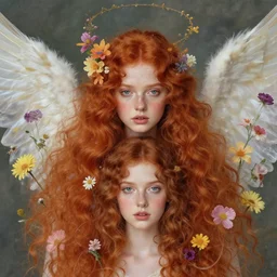 aesthetic! angelic! redhead portrait by Anna Dittmann and Harumi Hironaka and Filip Hodas, flowers, magical, artsy