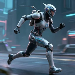 a warrior in a intricate retrofuture combat suit in style of synthwave, outrun