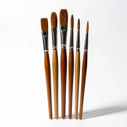 amber paintbrush set, studio product photography, isolated on a pure white background, centered, entire object in frame, sharp focus, soft studio lighting