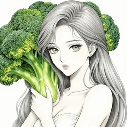 the portrait of an unbelievably beautiful, elegant, sexy, and sophicated anime girl partially made of broccoli, an ultrafine detailed illustration by james jean, intricate linework, bright colors, final fantasy, behance contest winner, vanitas, angular, altermodern, unreal engine 5 highly rendered, global illumination, radiant light, detailed and intricate environment