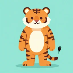 Flat Art Tiger Man, Cartoon