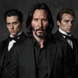 realistic detailed image of a Keanu Reeves  by  Katsuya Terada and Albert Bierstadt , gothic and dark, masterpiece