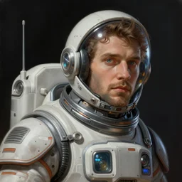 Spaceman man futuristic portrait, highly detailed, digital painting, artstation, concept art, smooth, sharp focus, illustration, art by artgerm and greg rutkowski and alphonse mucha