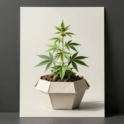 healthy cannabis in a nice pot origami poster illustration