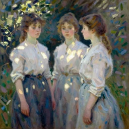 impression oil painting of girls's frontline by claude monet