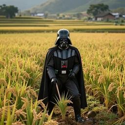 photo, Darth-Vader Planting Rice in Vietnam .
