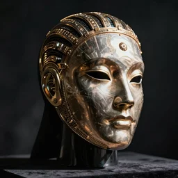 a beautiful cyborg made of elektron ceremonial maske