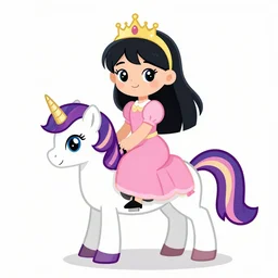 a digital drawing of my niece as a princess riding her stuff unicorn, symmetrical