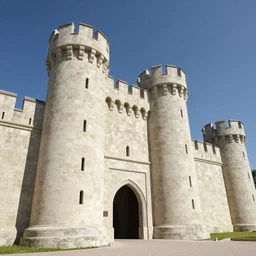 entrance to the castle, fortress, bastion, smooth walls, mystical towers, high fantasy, very long shot, low angle, by sergey vasnev,
