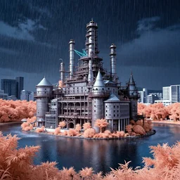 a beautiful hyperdetailed highly detailed city industrial architecture manor by peter zumthor, infrared studio ghibli laser tokyo rainforest nightsky meadow atlantis reclaimed by nature lake sea san andreas showers, archdaily, wallpaper, highly detailed, trending on artstation.