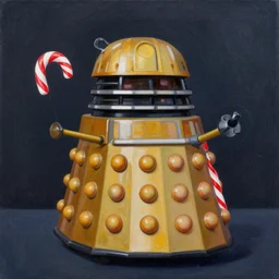 candy cane themed dalek, painting