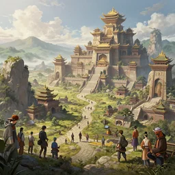 hyper realistic detailed matte painting of mythological ancient land of shangrila, pixiv, hyperdetailed unreal engine 4 k 8 k ultra hd, stanley artgerm lau, wlop, rossdraws, james jean marc simonetti ruan jia and mandy jurgens and artgerm and william - adolphe bouguerea sakimichan, yuru camp, illustration, digital art