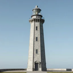 lighthouse made of stone and concrete in brutalism style, full shot, full height, ultra HD 8K octane render