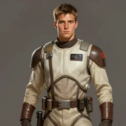 portrait of a man by greg rutkowski, he is about 2 0 years old, he resembles sam hughes, tall and muscular, wearing starfighter pilot uniform of the galactic federation, star wars expanded universe, highly detailed portrait, digital painting, artstation, concept art, smooth, sharp foccus ilustration, artstation hq
