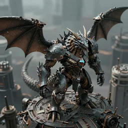 kobold dragonshield overseer, art by richard bassford and melvyn grant and den beauvais, trending on artstation, dark atmospheric lighting aerial view realism, tilt - shift, closeup, industrialpunk papier - colle