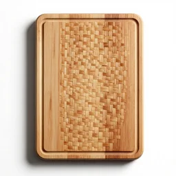 wicker wooden cutting board, photorealistic, isolated on a pure white background, centered, entire object in frame, sharp focus, soft studio lighting