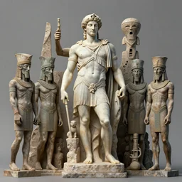 symmetry!! greek god statue surrounded by the anunaki, very detailed, perfect lighting, perfect composition, 4 k, artstation, artgerm, derek zabrocki, greg rutkowski