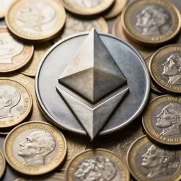 ethereum logo as Chinese coins, 8k, realistic