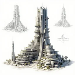 clean design brutalist arcology sketches.