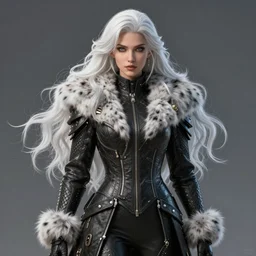 dragon hunter wearing a fur - lined dragonhide jacket!!! beautiful and gorgeous elegant white long haired female!! symmetry, character concept art, sharp focus, illustration, art by artgerm! greg rutkowski magali villeneuve wlop! ilya kuvshinov!! charlie bowater! octane render, unreal engine 5! highly rendered!!