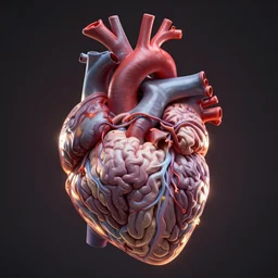 a real human heart filled with brains