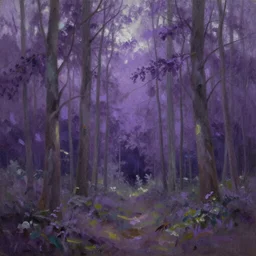 Forest of purple trees, oil painting,