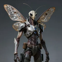 art by ayami kojima, portrait of a male insectoid humanoid alien that looks like an antropomorphic moth, tall and slender, uncanny but friendly, wearing a futuristic tactical gear, sharp focus, cinematic lighting, artstation hq.