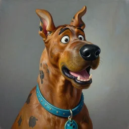 an ultra - realistic portrait painting of scooby - doo in the style of alex ross. 4 k. ultra - realistic. highly detailed. epic lighting.