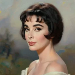 a beautiful portrait of  Elizabeth Taylor pastel colors, in a scenic environment by Artgerm, detailed,